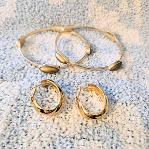 Elegant Gold Hoop and Bangle Set